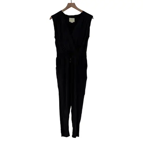 eleven*sixes Black Sleeveless V Neck Wrap Style Drawstring Waist Jumpsuit Size undefined