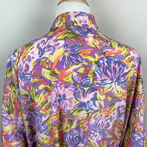 The Lingerie Collection Robe Large Purple Multicolor Floral 3/4 Kimono Sleeve