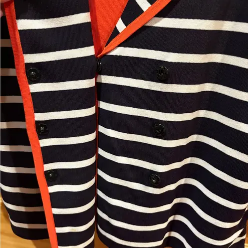 Yarns & Stitches Navy and Orange Striped Women's Cardigan& sleeveless top set Blue Size undefined