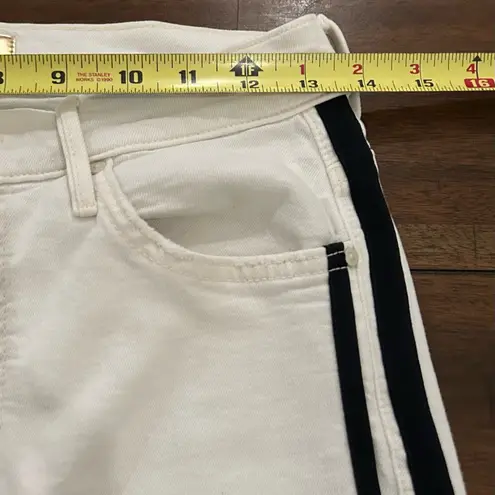 Mother White The Insider Track Stripe Crop Flare Jeans Whipping The Racer Sz 28