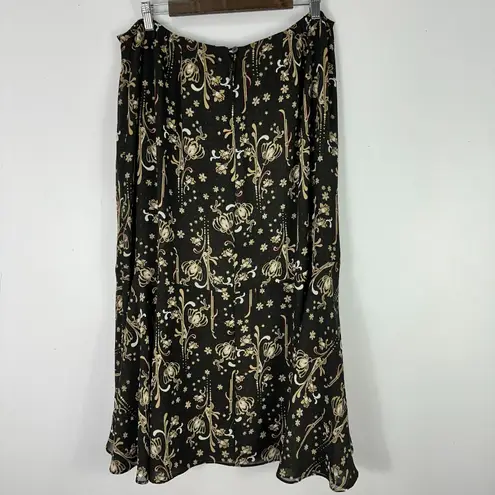 Emma James Emma James Woman Skirt 16W Brown Floral Reversible Midi Boho Cottagecore NWT