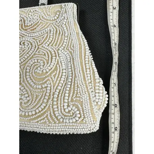 Vtg Antique Beaded handbag regency coquette glam White