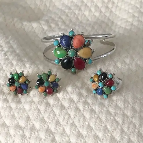 Sterling Silver BARSE Multi-Gemstone Inlaid Ring