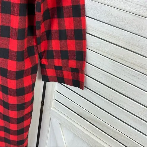 Woolrich Vintage Buffalo Check Flannel Nightshirt Red Black Small Maxi