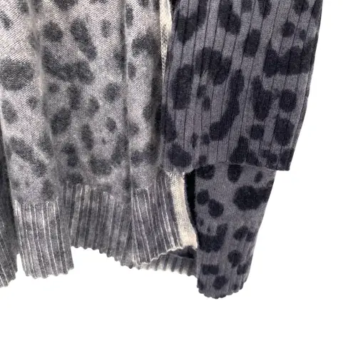 360 Cashmere  Cozy Gray Ombré Leopard Open Front Cardigan Sweater