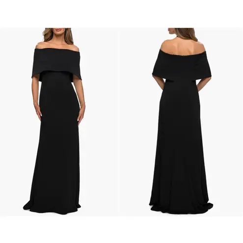 La Femme  Off the Shoulder Jersey Gown 28209 in Black Size 16