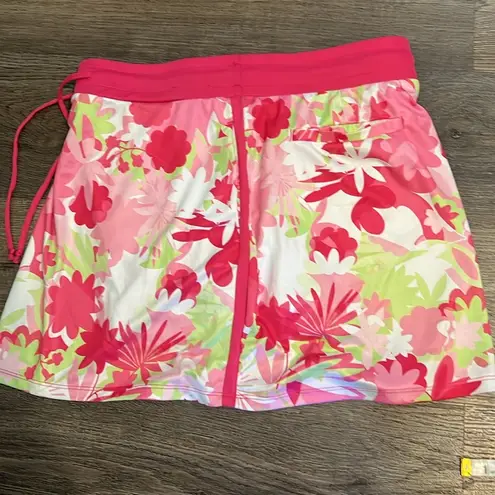 PGA Tour Women’s Cutout Floral Drawstring Pink Golf Athletic Skort Medium