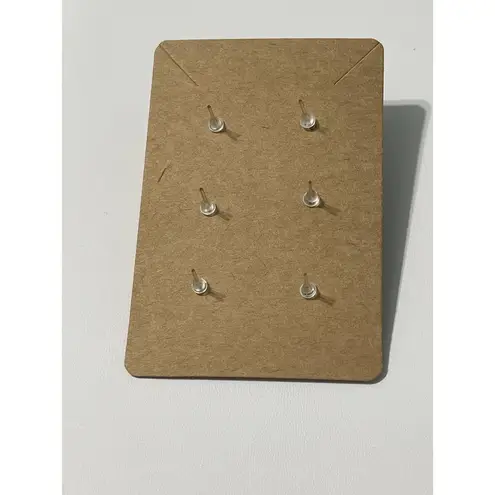 None Fabric Covered Button Earring Stud Set Round Pink