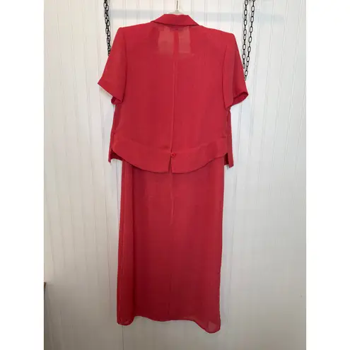 Amanda Smith Petite Red Sleeveless Midi Dress & Short Sleeve Cardigan Set Sze 8 - Image 2