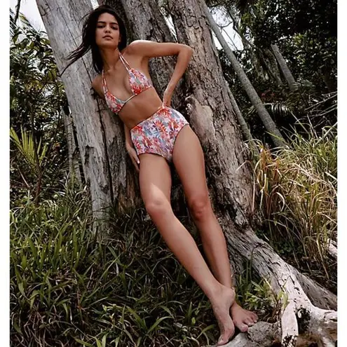 NEW Free People Citrine Dakota aloha blooms‎ floral bikini bottom, size S Purple