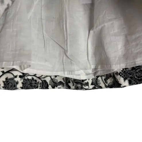 Zimmermann Zimmerman Linen Black White Floral Print Tie Waist A-Line Mini Skirt Size 4
