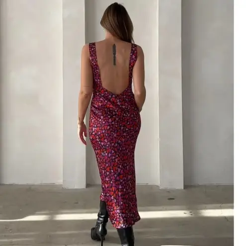 NWT Rumored Sunset Strip Midi Dress Pink Red Heart | Date Night Valentine’s Day