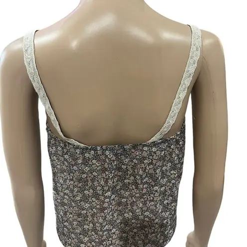 American Eagle  Womens Semi Sheer Sleeveless Top Size S Floral Print & Lace