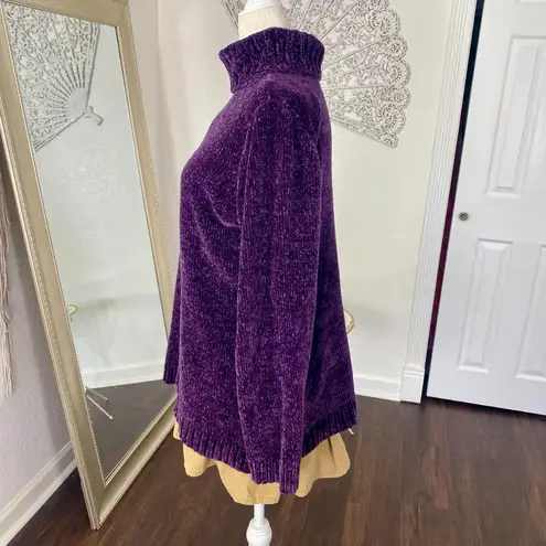 Karen Scott Early 2000's Chunky Soft Dark Purple Long Turtleneck Warm Sweater L
