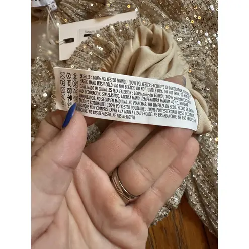 New Endless Rose Top Womens XS Nude Sequin Blouson Balloon Sleeve Crop HN506T