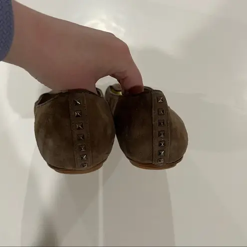 Elaine Turner Brown Leather Studded Flat Loafers Size 10