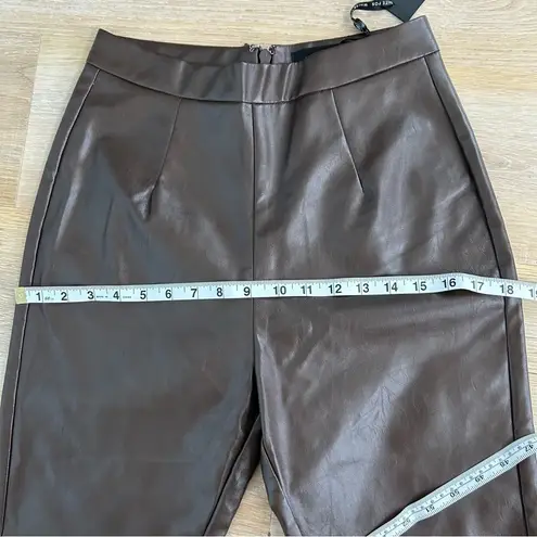 White Fox Boutique Brown leather flare pants size‎ S