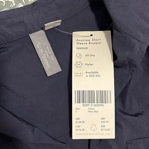 Sweaty Betty NWT Anytime Short Sleeve Romper Navy Blue Nylon Size Small