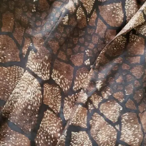 RUSSELL KEMP ANIMAL Print‎ Silk Beaded Blazer Jacket Size Large Brown