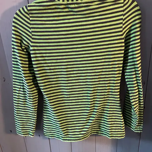 Boden USA Boden Womens US 2 Tee Shirt Long Sleeve Striped Blue/Green Top Stretch & Soft