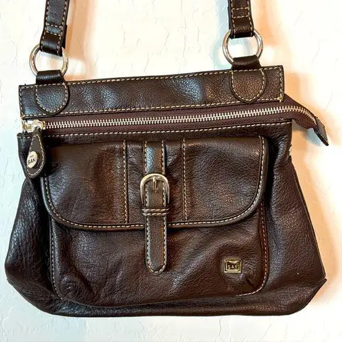 The Sak Leather Crossbody Purse Handbag Square Pouch Bag Boho Brown