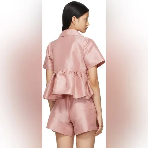 NWOT Kika Vargas Pink Taffeta Angela Short Sleeve Shirt and ela shorts set