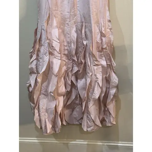 Rickie Freeman for Teri Jon Pink Waterfall Ruffle Maxi Skirt Size 2 Satin Formal