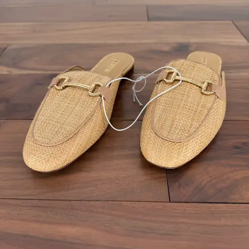 J.Crew  Women Beige Straw Espadrille Mule Flats Shoes Size 8