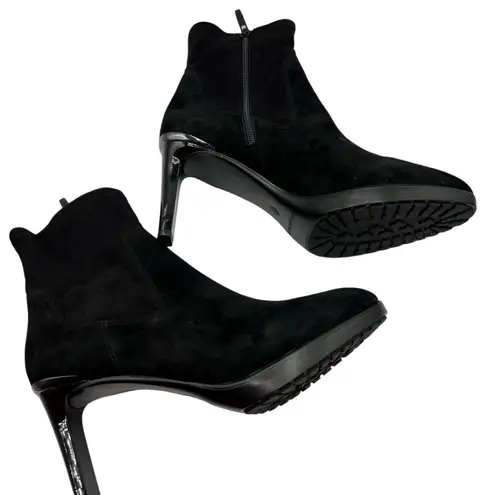 Donald Pliner Size 9 Italia Suede Boots Bootie Black 3" Stiletto Heel Zip Ankle
