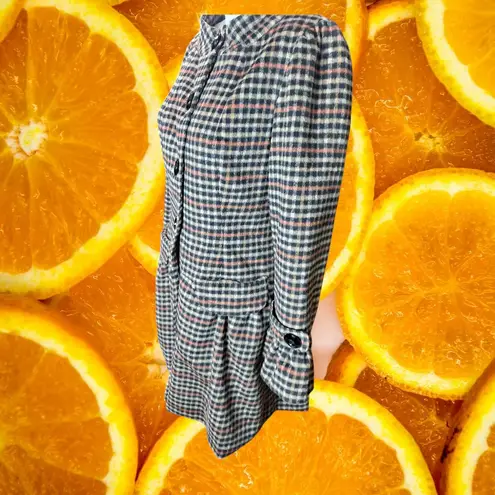 Hot & Delicious Women's Wool-Viscose Check Lined Ruffle Knee-Length CoatSize M