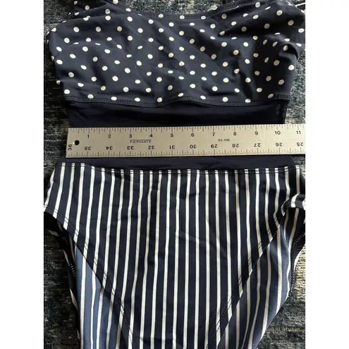 Anne cole Swimsuit Navy/White Stripe/Polka Dot One Piece Size 10 Vintage NEW