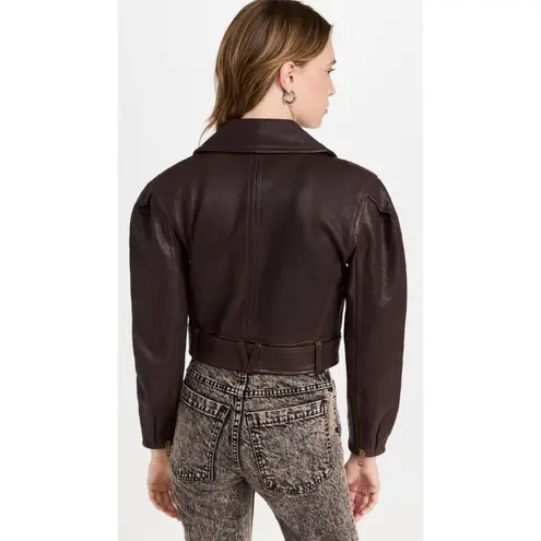 Veronica Beard NWT Marea Leather Moto Jacket in Brown Size 2