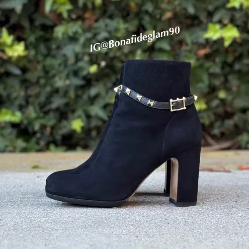 Valentino Garavani Rockstud strap suede ankle boots booties size IT 37 US 7