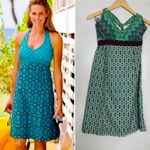 Athleta  Go Anywhere Halter Dress 4 Geometric Travel Athleisure Beach‎ Hippie