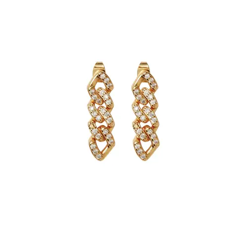 Crystal Haze Mexican Chain Drop Earrings – 18k Gold Plated Brass Cubic Zirconia