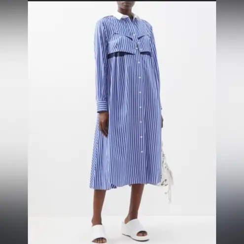 SACAI Midi Pleated Shirt Dress NWT Large Black