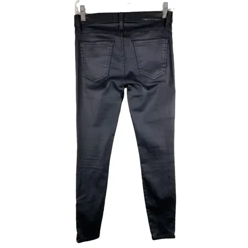 CURRENT ELLIOT The Soho Zip Stiletto Black Coated Skinny Jeans Moto Size 25