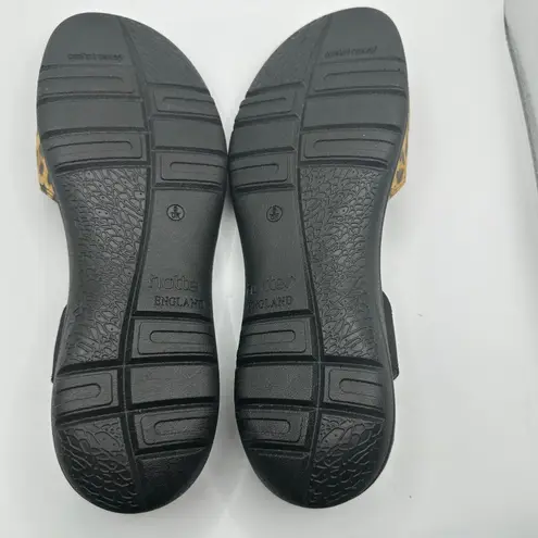 Hottie England Leopard Print Flower Accent Comfort Slingback Sandals US 11 Tan