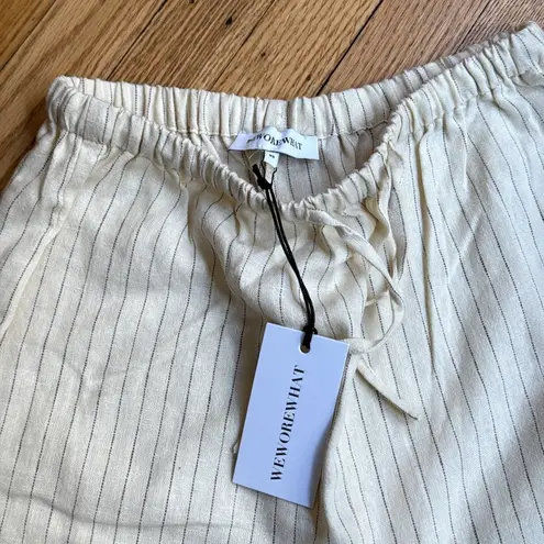 We Wore What Tie Waist Cream Wide Leg linen blend Pants size xs