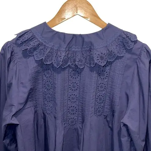 Doen Nerona Shirt Dress Atlantic Blue Edwardian Victorian Romantic Large NWT