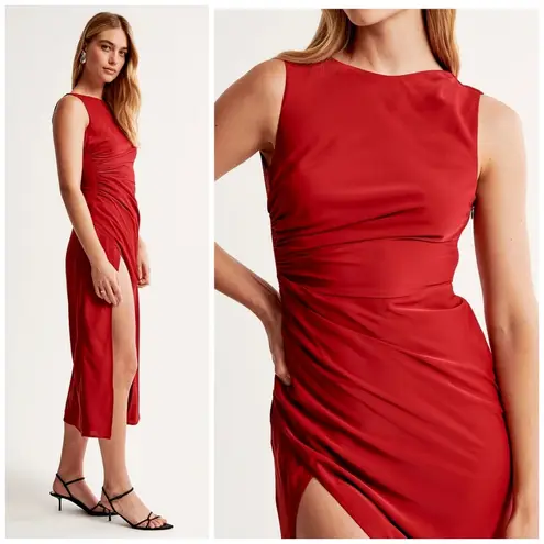 Abercrombie & Fitch A&F Draped High-Neck Shell Midi Dress