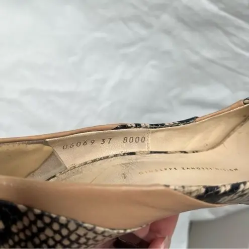 Giuseppe Zanotti Design Peep Toe High Heel Pumps Size 37 Snake Print leather