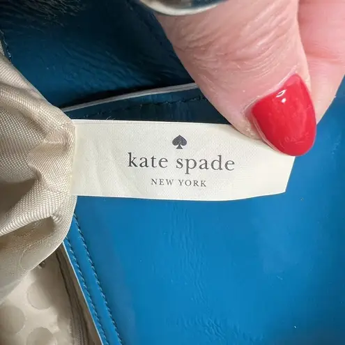 Kate Spade New York Lazuli Pretty Penny Treesh Patent Leather Satchel Bag Purse Blue