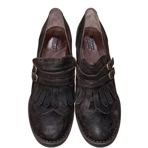 NEW Born Dark Brown Distressed Leather Hazel Kiltie Shoes Size 10
