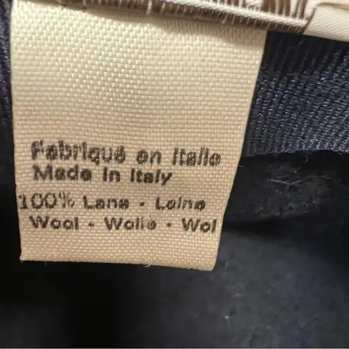 Vintage Nordstrom Italy Wool Black Navy Wide Brim Hat Ribbon Trim Boho Chic M