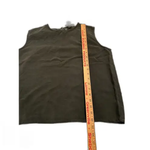 None Silk Essentials 100% Silk Tank Sleeveless Dark Olive Green Top Size XL