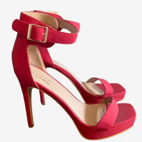 Glaze 98. Bold Red Ankle Strap Heels — Women’s Statement Shoes in Size 9