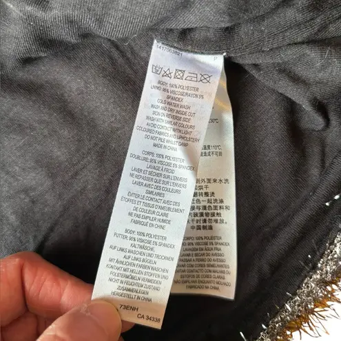 French Connection  Silver Mini Skirt Stretch Tinsel Womens 10 New With Tags