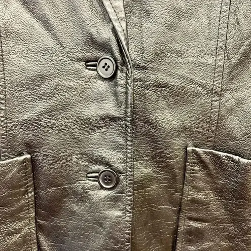 Vintage Uniform John Paul Richard Black Genuine Leather Jacket size 8