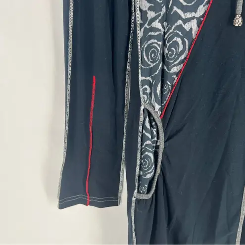 Dzhavael Couture Seamed Floral Patchwork Long Sleeve Cowl Neck Dress Lagenlook M Black Size M